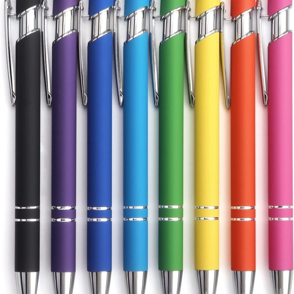 8 Pack Ballpoint Pen 2-in-1 Stylus, 1.0 mm Black Ink | Retractable Ballpoint Pen with Stylus tip, Metal Stylus Pen for Touch Screens