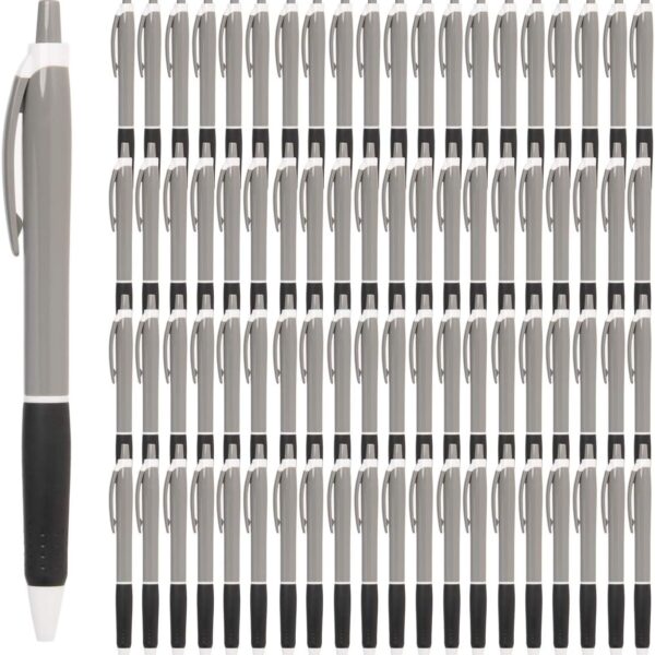Retractable Ballpoint Pens - 100-Pack, Black Ink, Gray & Black, 1.0mm Medium Point - Bulk Pens for Office & School Supplies - Smooth Writing for Notebooks & Journals