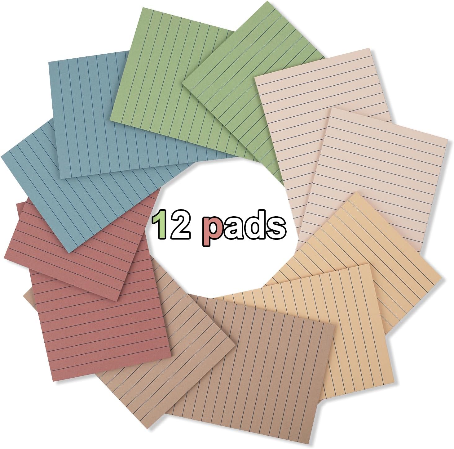 (12 Pack) Lined Sticky Notes 4x6 in,Vintage Large Notepads with Lines | Ruled Stickies Super Sticking Power,Office School Memo Note Pads,Post on Windows Doors,Recyclable,Easy to Write on